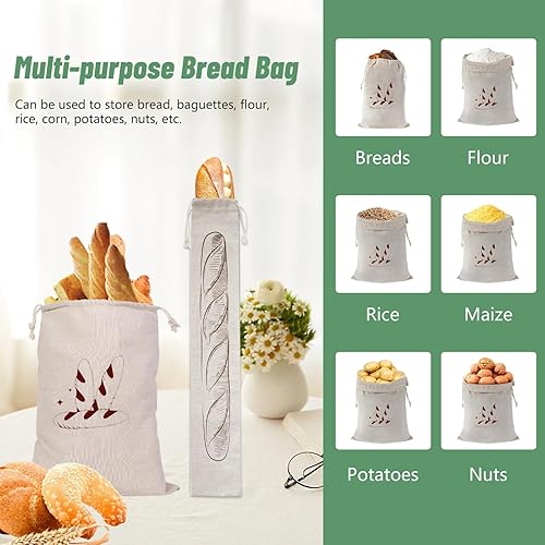 Miniatura 4 de Homimor 11 bolsas reutilizables para productos, bolsas de comestibles reutilizables, bolsa de pan de lino, bolsas de malla para verduras y frutas,