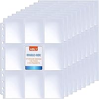 Vista 11 de ABLY 540 bolsillos de doble cara para tarjetas intercambiables, 9 bolsillos, protectores de tarjetas de juego de plástico transparente