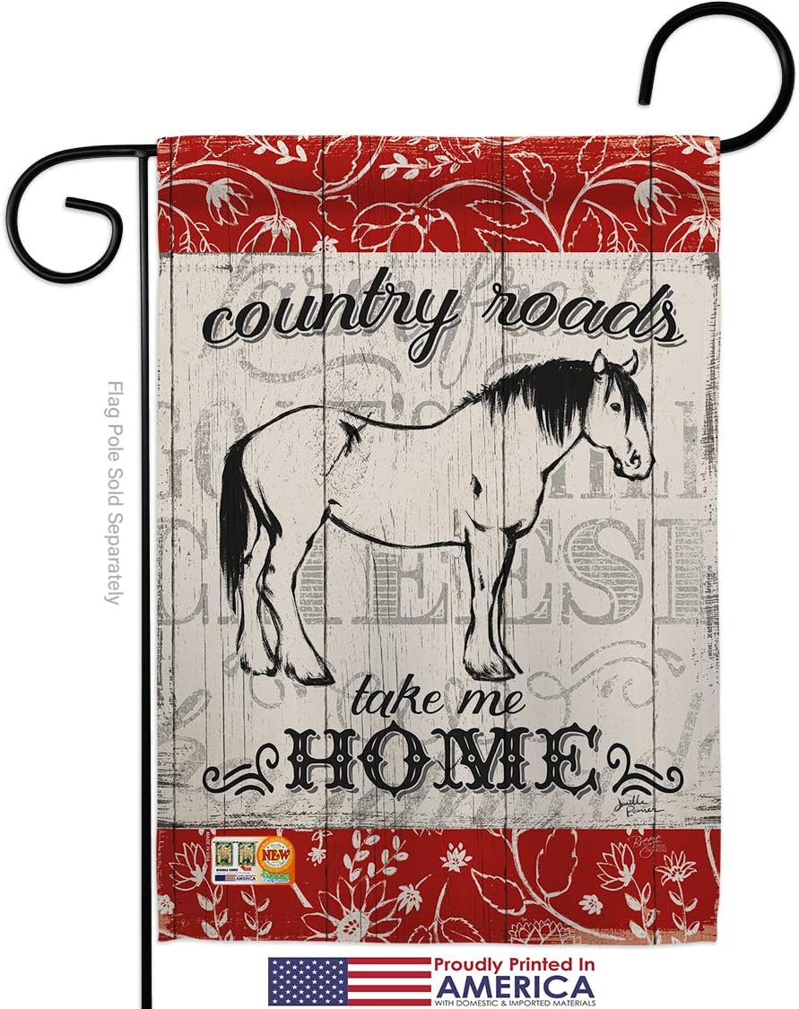 Barnyard Animals Country Roads Horse Garden House Flags Set Cow Rooster Farmhouse Pet Nature Farm Animal Creature Small Decorative Gift Yard Banner Made In USA 28 X 40