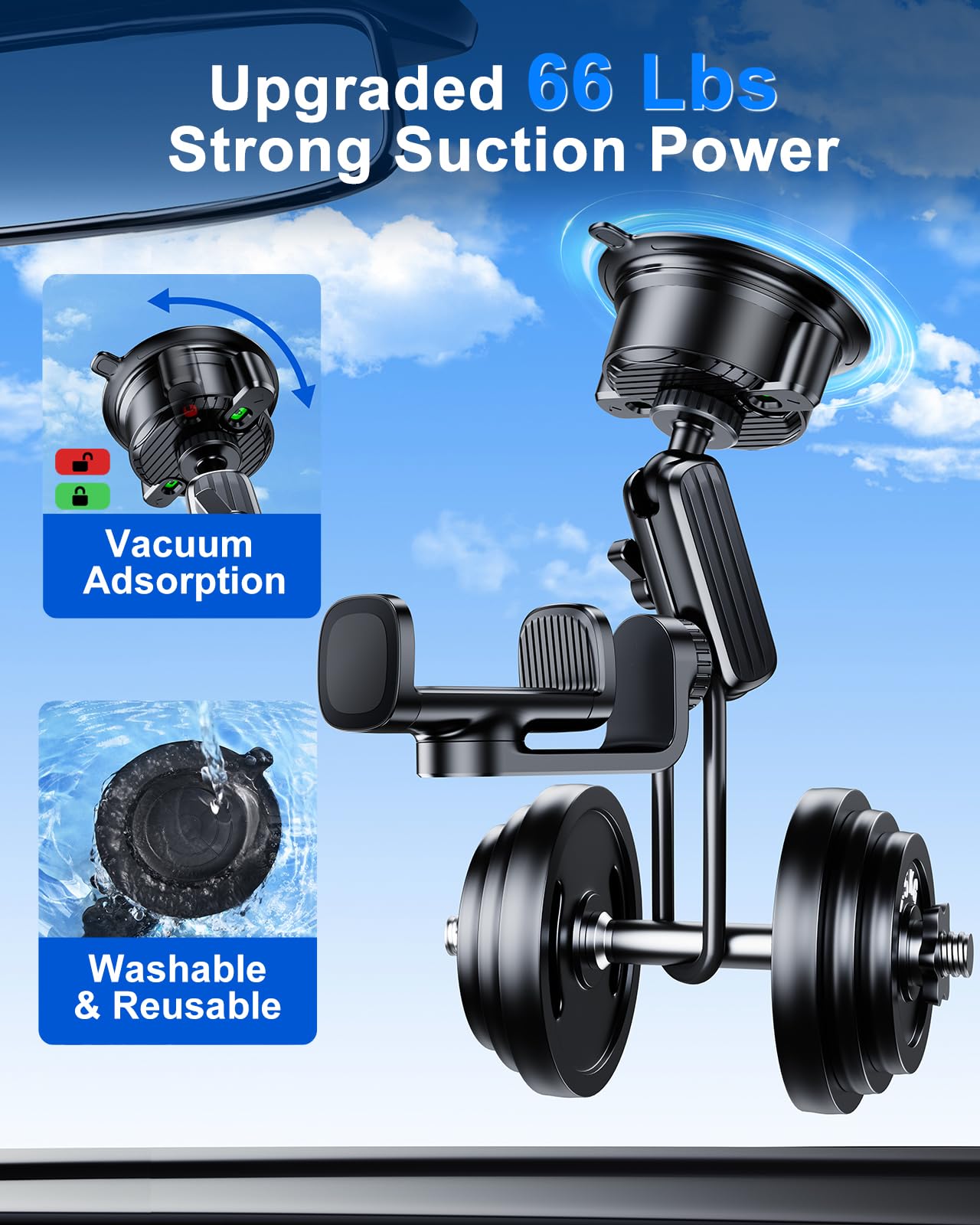 Soporte de teléfono con ventosa para coche, ultra estable, giratorio de 360 grados, para grabación de video, soporte de coche para iPhone 16 Pro Max GoPro Insta 360 cámara Vlog