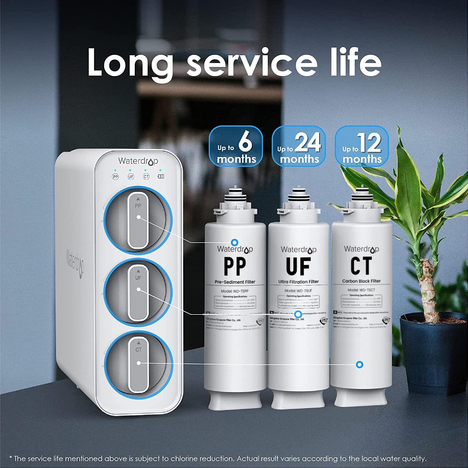 Waterdrop 2TSPP, TSUF, TSCT Under Sink Water Filter, Replacement for Waterdrop TSU Ultra-Filtration Under Sink Water Filter System
