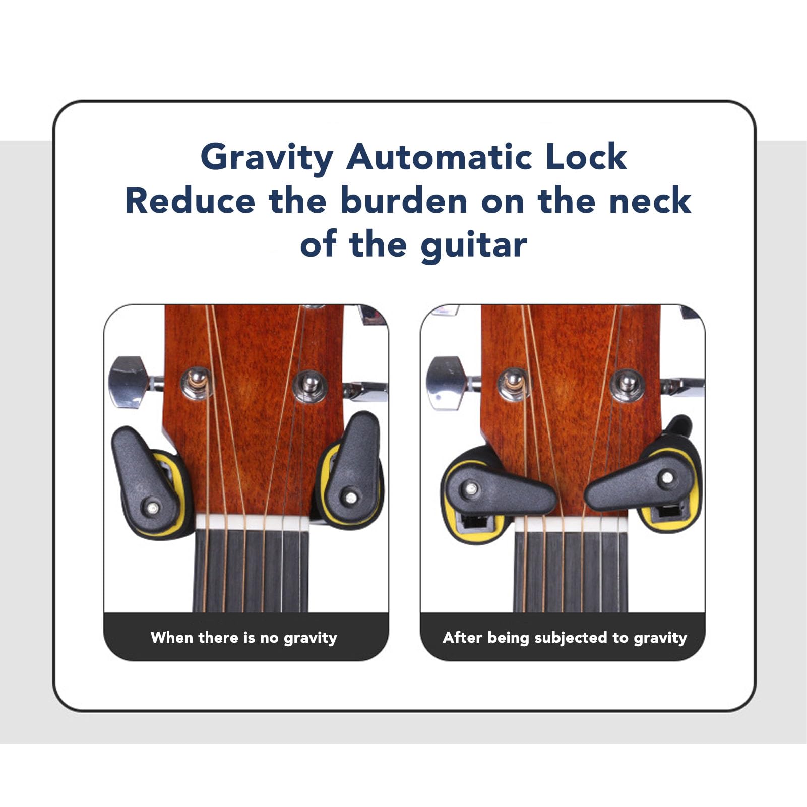 Gitara Basowa Podwójna Automatyczna Blokada Podwójny Stojak na Gitarę - Antypoślizgowy - Zarysowany Uchwyt Podłogowy do Gitar Klasycznych, Akustycznych, Elektrycznych, Basowych i Ukulele