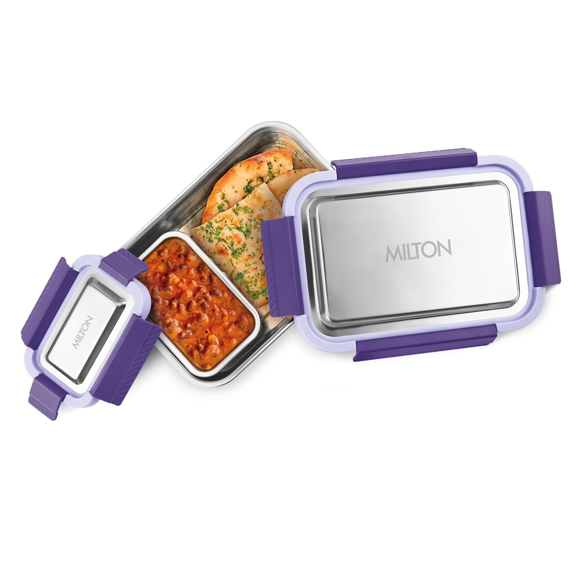 MILTON Modern Meal Sr. Tiffin, 2-Pack, 950ml, 150ml, Purple Pack of 2 - Image 1
