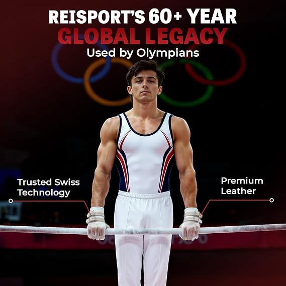 Reisport Men's High Bar Gymnastics Leather Hand Grips for Gymnasts - USA