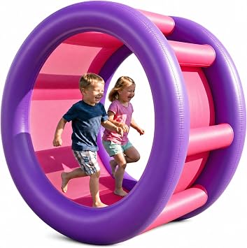 Playland 67" Giant Inflatable Land Roller Wheel for Kids & Adults - 2 Person Human Hamster Wheel, Durable PVC Outddor Rolling Toy for Backyard, Beach & Lawn Games, Supports 300 Lbs, Ages 5+