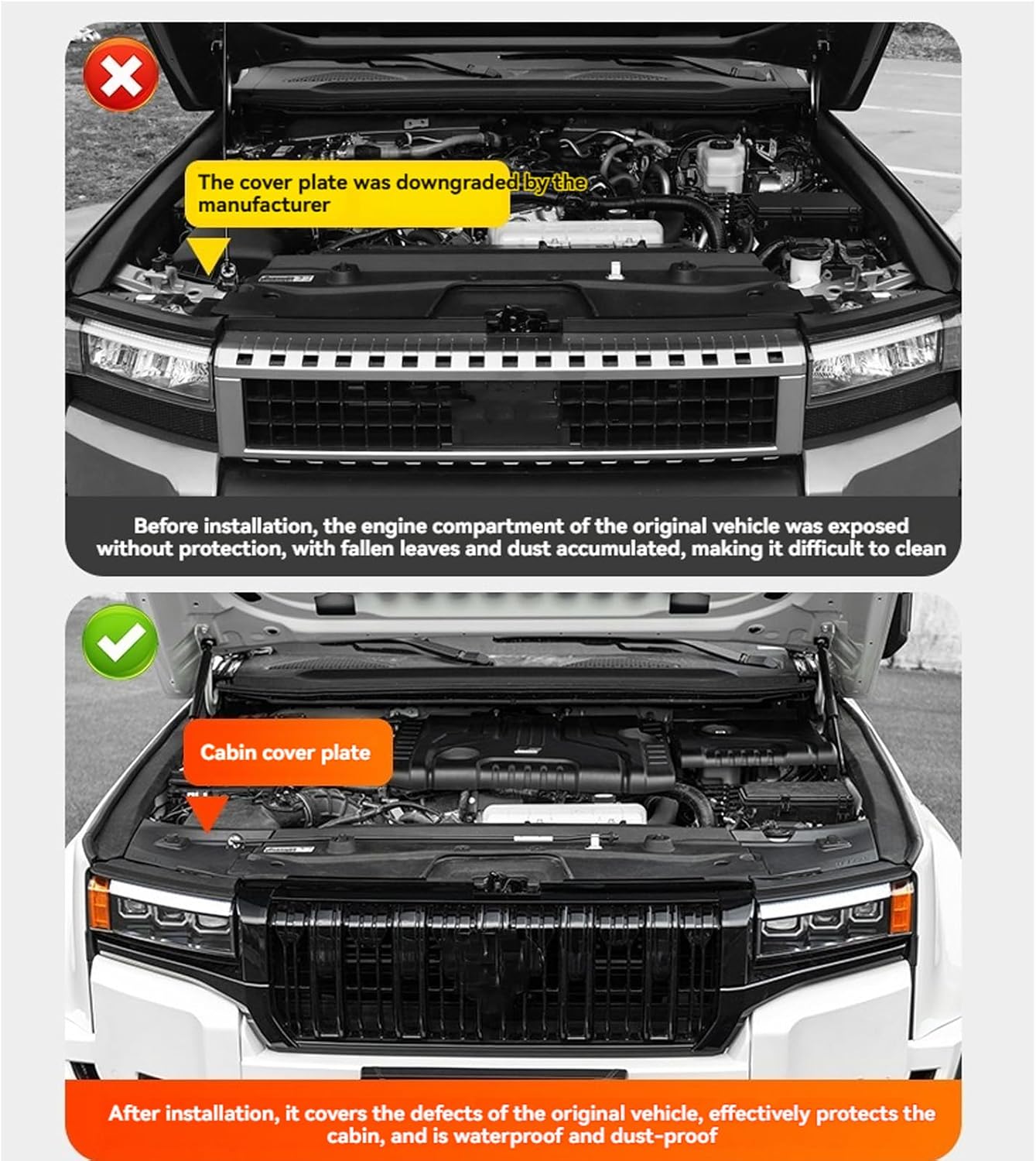 Engine Compartment Side Protection Cover Plates for 2024 2025 Toyota Land Cruiser 250 Prado LC250 Front Headlight Cover Plates 2025 Land Cruiser Accessories（Version 1958 is Not Applicable）