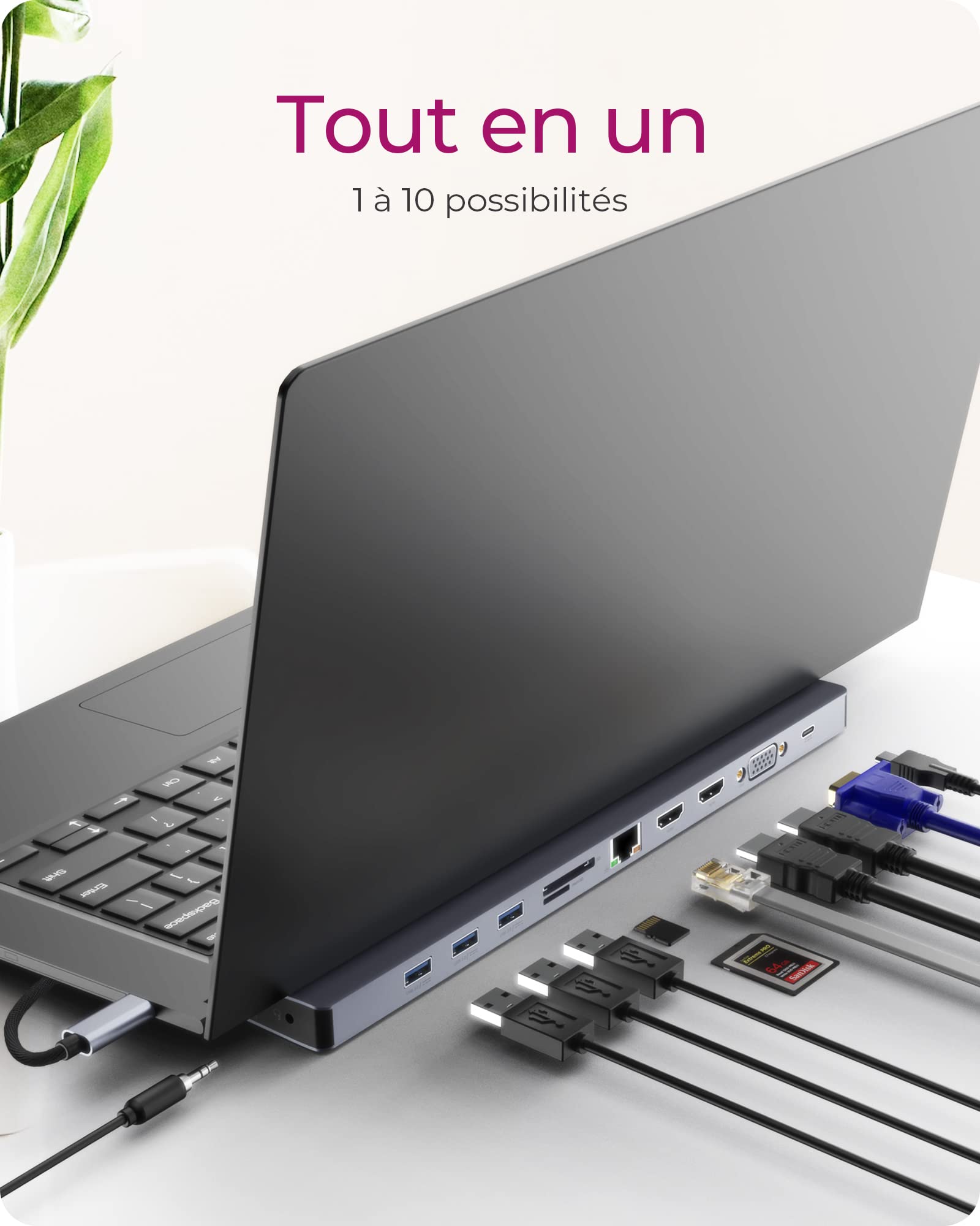 ICY BOX IB-DK2106-C Avec fil USB 3.2 Gen 1 (3.1 Gen 1) Type-C Anthracite, Noir