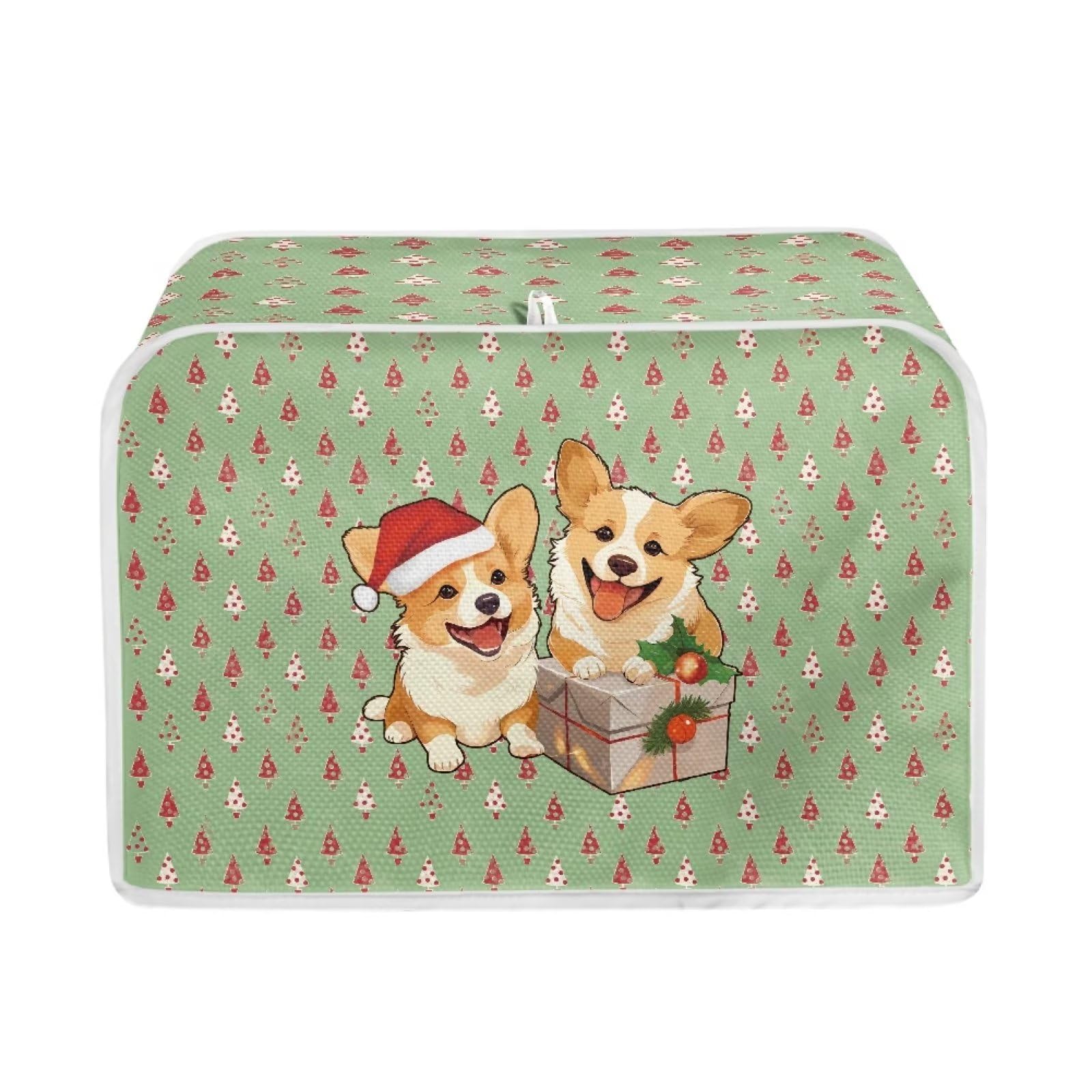 Cute Dog Christmas Toaster Covers Dust Cover Bakeware Protector 2 Slice with Top Hook Christmas Decor Kitchen Small Appliance Covers