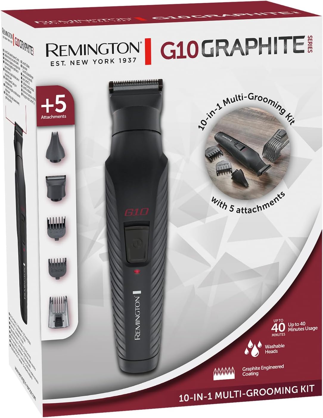 Remington 10-in-1 Multi-Grooming Kit, Trimmer with 5 Attachments, USB Charging