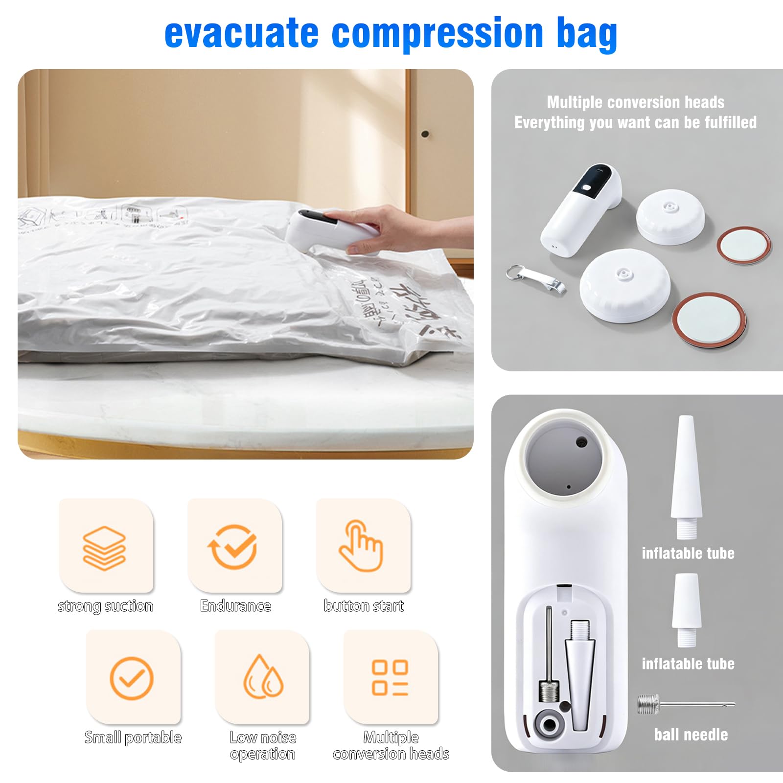 Envasadora Al Vacio, Embasadoras Vacio Alimentos | Mini Portátil, Seco/Húmedo, Inflado/Desinflado, Carga Usb, para Frascos Y Bolsas Al Vacío
