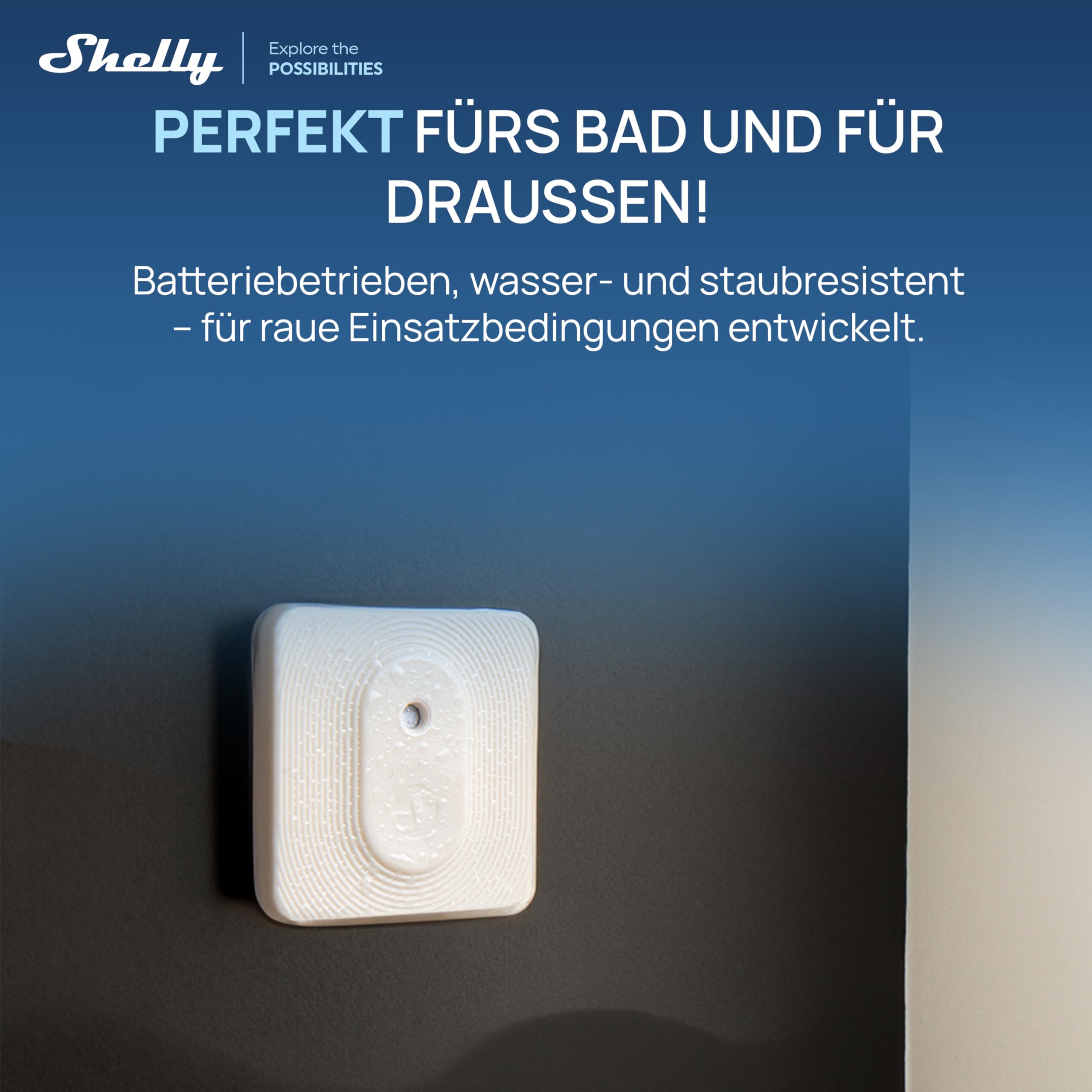Shelly BLU H&T ZB Elfenbein - Bluetooth & Zigbee Temperatur- und Luftfeuchtigkeitssensor, IP54, Smart Home, Lange Batterielebensdauer, Verschlüsselung, Fernüberwachung, Kabellos, Gateway Erforderlich