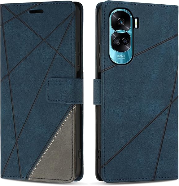 Case for Honor 90 Lite, PU Leather Flip Wallet Case Magnetic Closure Cover Card Slots Phone Case for Honor 90 Lite, Blue - 1