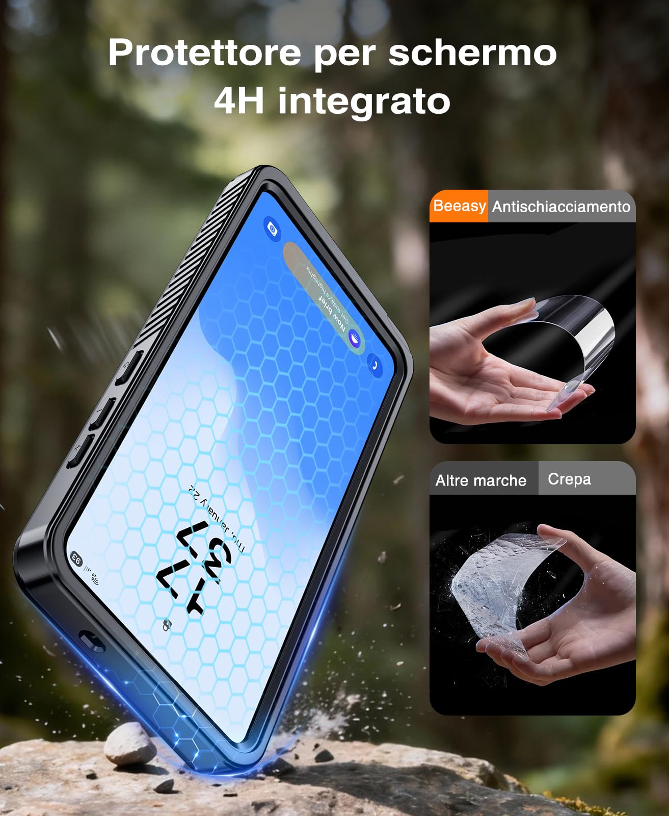 Beeasy Cover per Samsung S26 Ultra Impermeabile IP68, 360 Militare Antiurto Indistruttibile Resistente Doppia Rugged Protezione Custodia, Ermetica Antipolvere Subacquea Waterproof Case, 6,9", Nero