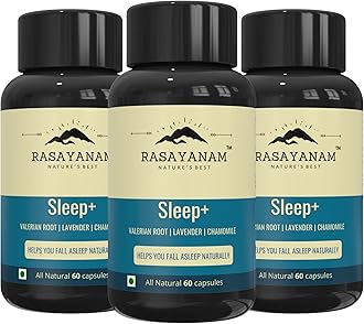 Rasayanam Sleep+ PACK OF 3 | Valerian Root, Lavender, Chamomile | Helps calm & sleep naturally | Non habit forming