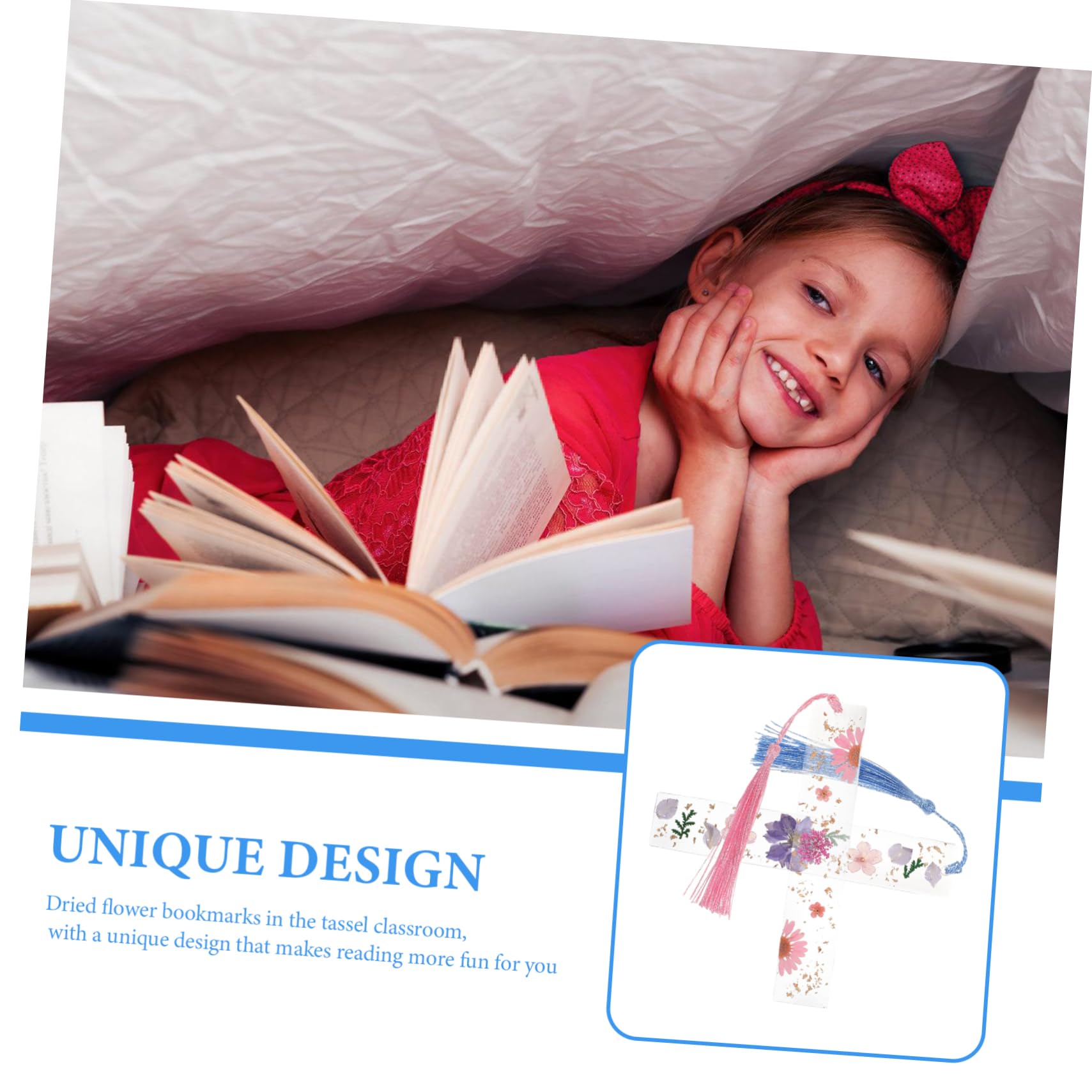 GALPADA 4 Ensembles Marque Pages Résine Avec Pompons Marque Pages Vintage Faits Main Avec Fleurs Séchées Et Élégant Pour Lecteurs Et Étudiants Rose 2 Pièces * 4