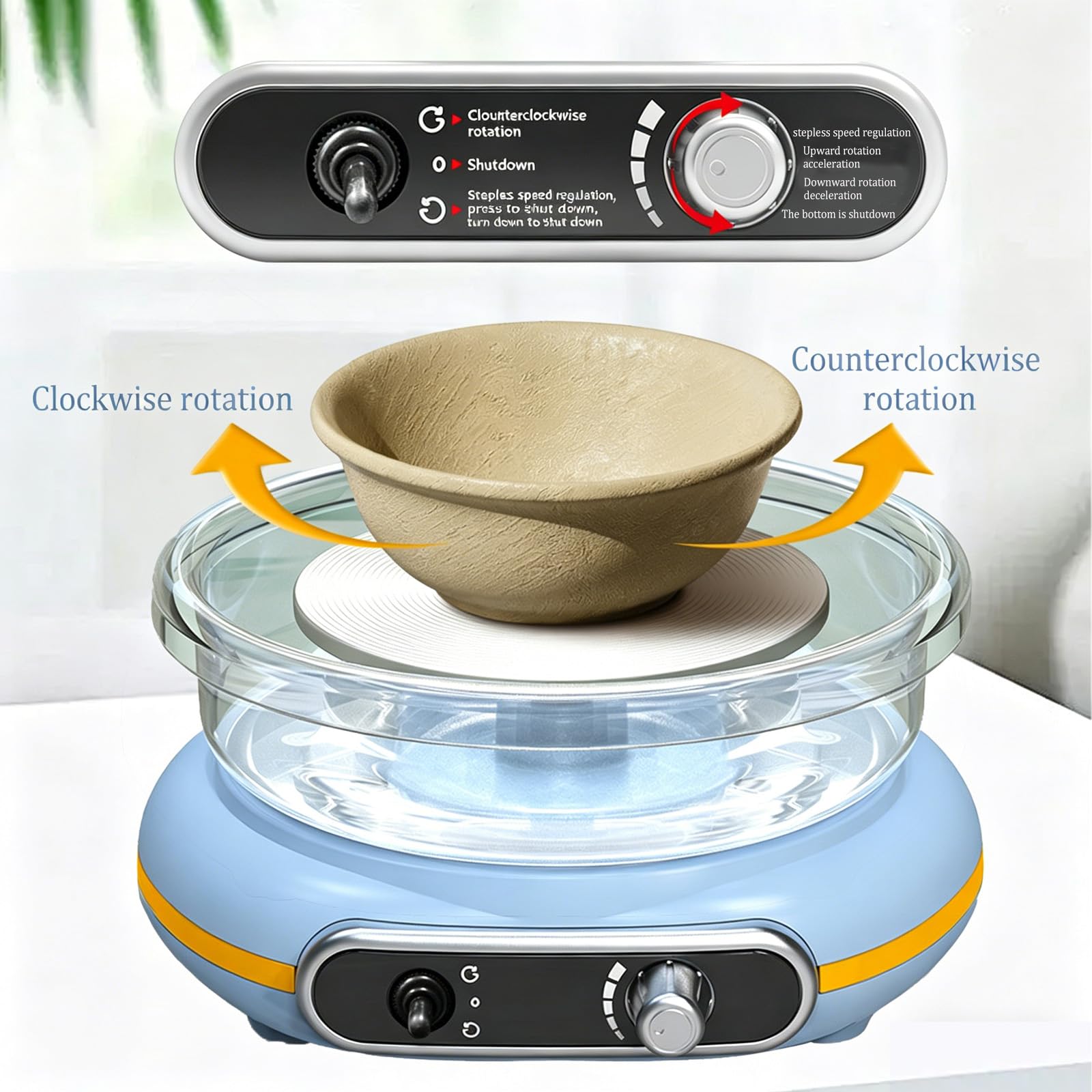 Mini Töpferscheibe Set 12cm Drehteller mit Zwei-Wege-Rotation & Einstellbarer Geschwindigkeit,Elektrische Töpferscheibe für Anfänger (Kinder & Erwachsene),Inkl.Bastelset für DIY für Keramik zu Hause