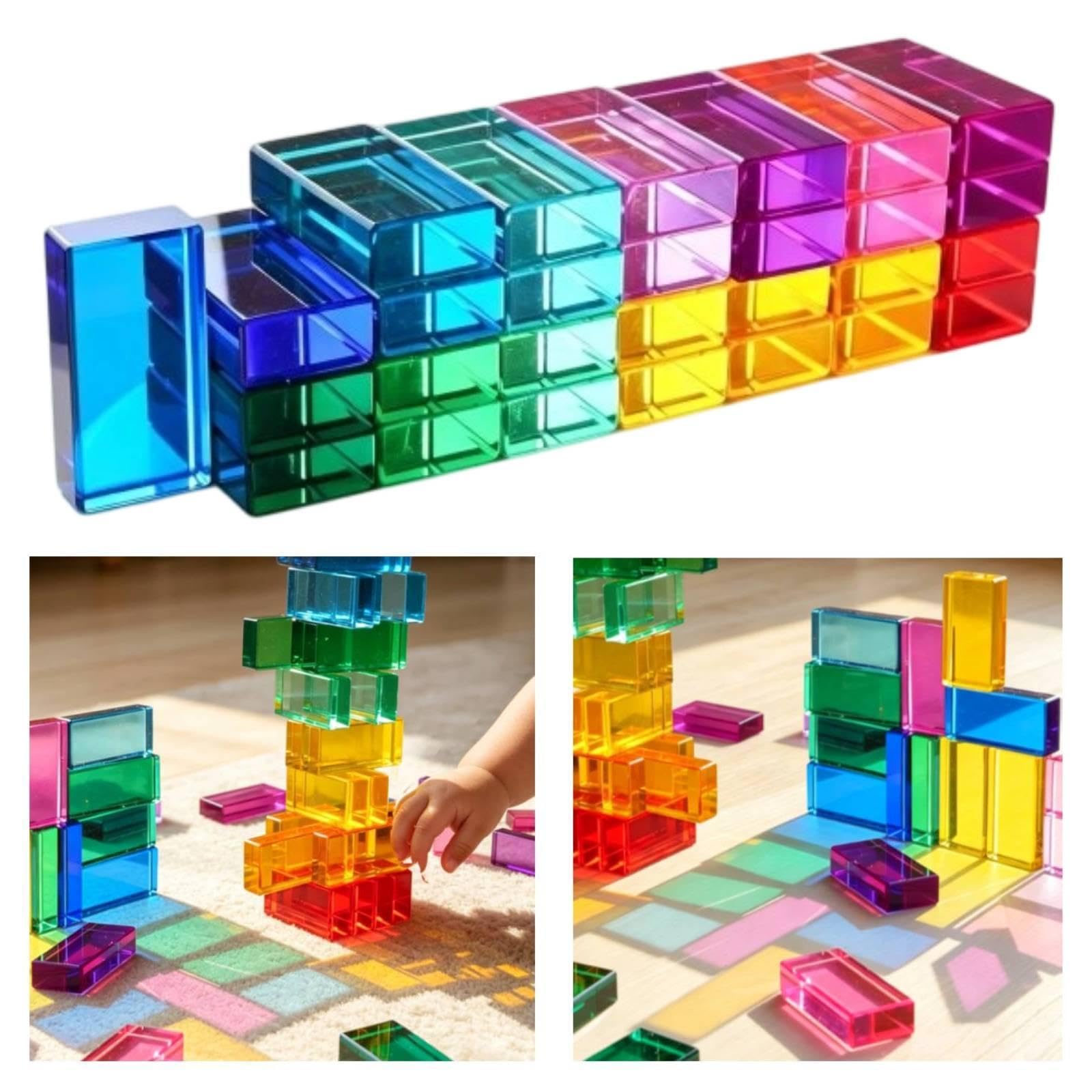 Sharplace 30 Bloques, Juguetes educativos, Mesa apilable Rectangular translúcida, Juguete Entrenamiento sensorial para niños y niñas.