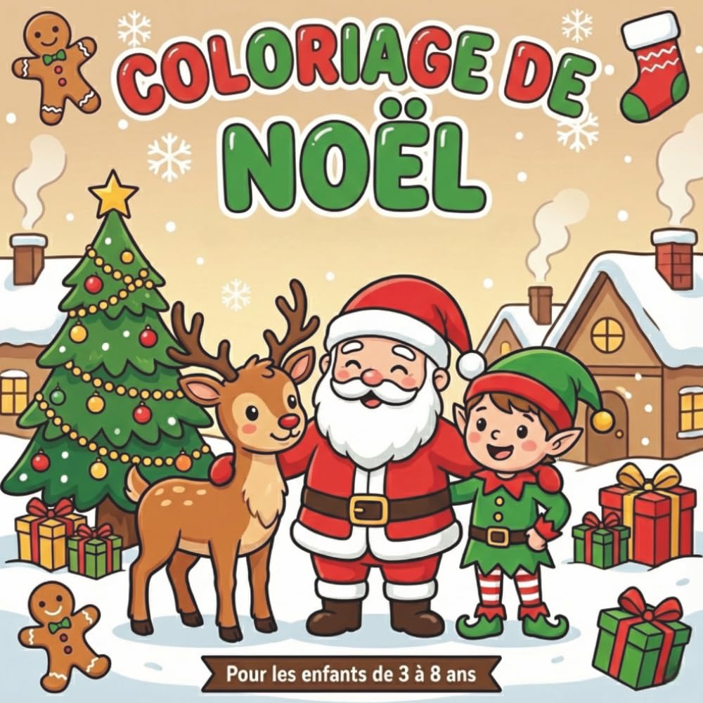 Coloriage de Noël: Pour les enfants de 3 à 8 ans