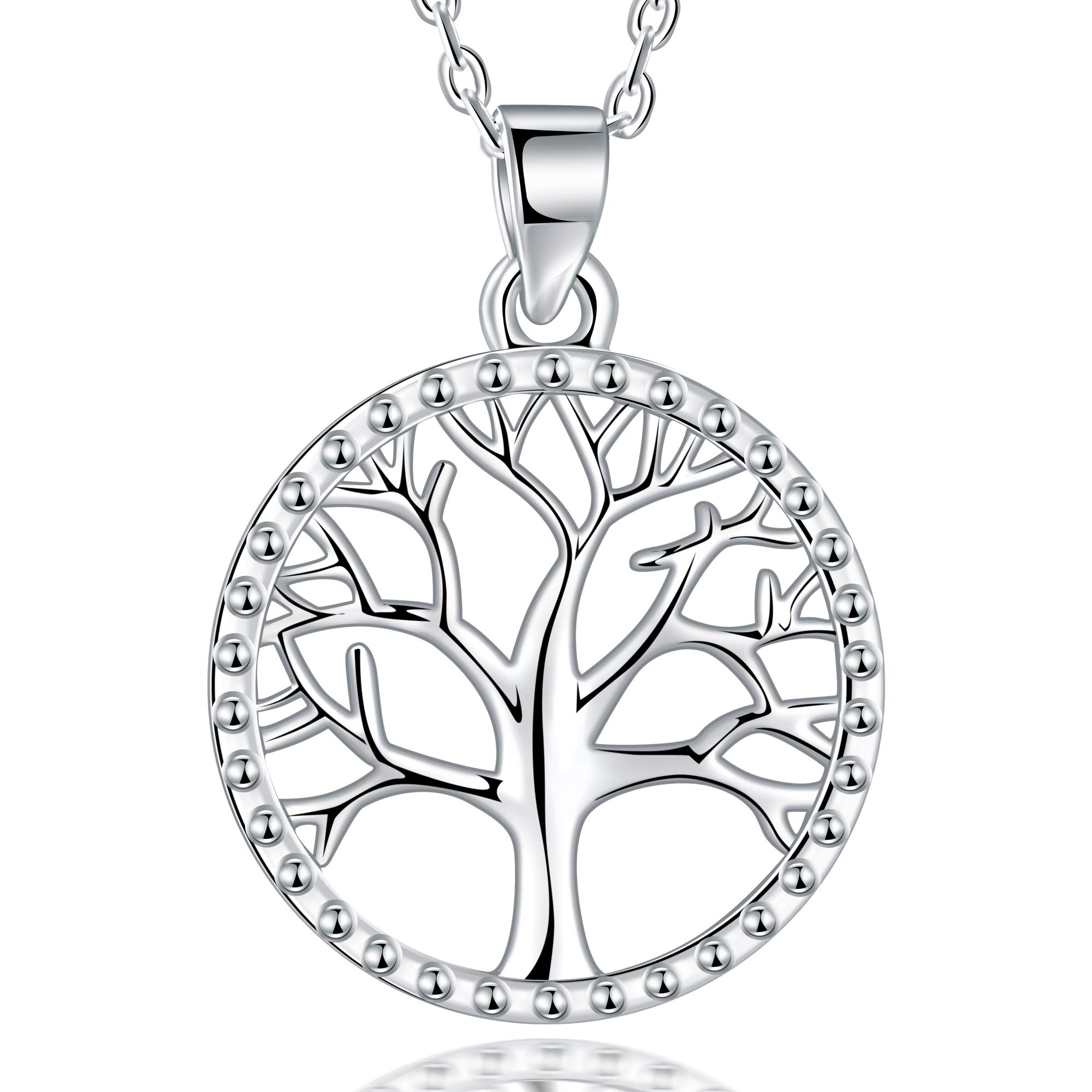 Lydreewam árbol de la Vida Collar para Mujer Plata de Ley 925 con Joyero, Ajustable 40+5cm