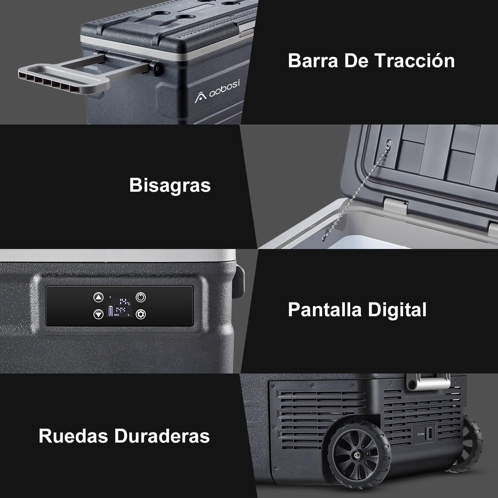 AAOBOSI Nevera Portátil 74L con Compresor, -20℃ a 20℃, 12V/24V DC y 100-240V AC, APP, Nevera 12V Compresor para Coche, Camping, Viajes, Barco, Autocaravana y Hogar