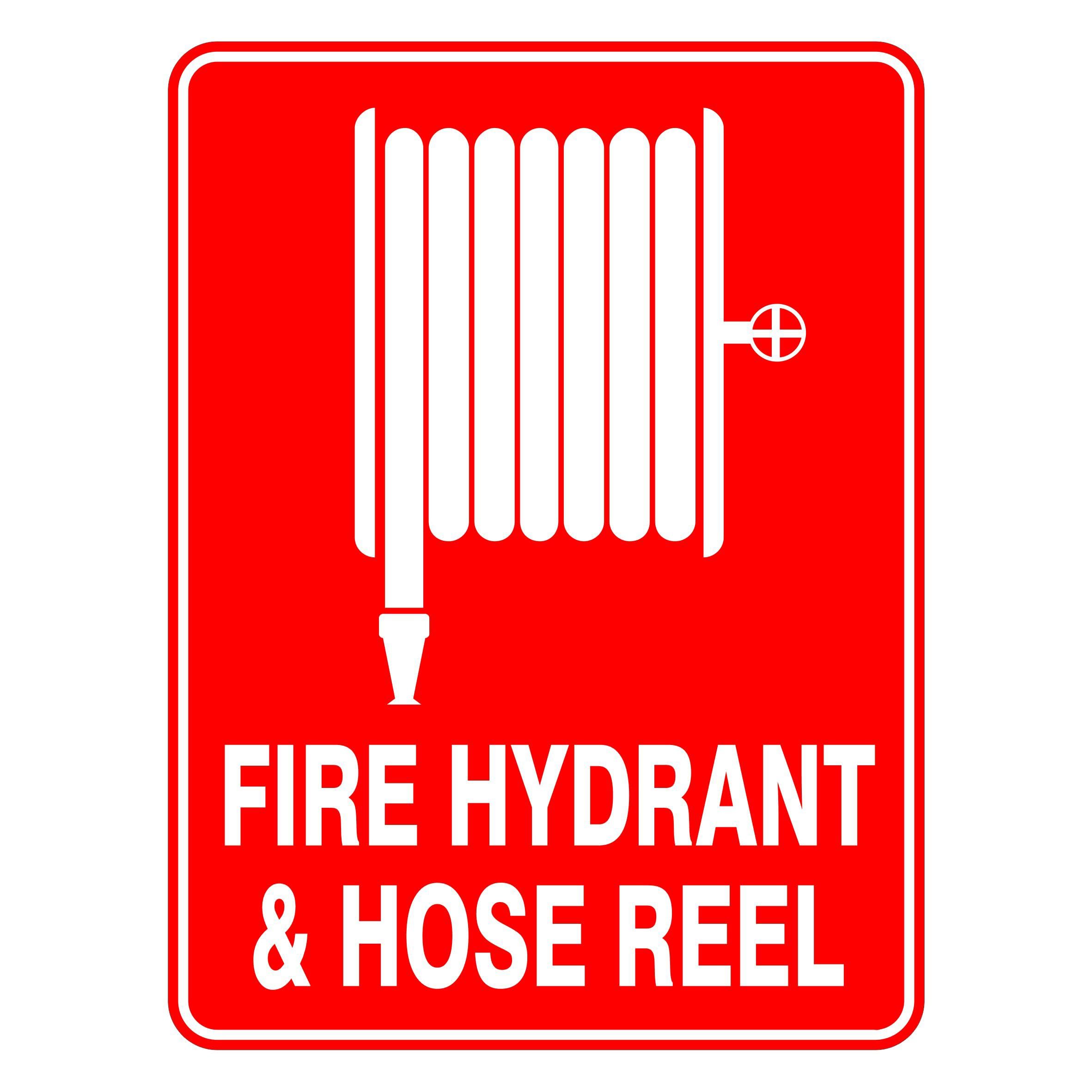 Fire Hydrant & Hose Reel Safety Signs Metal Tin Sign 8 x 12 inch for Industrial & Commercial