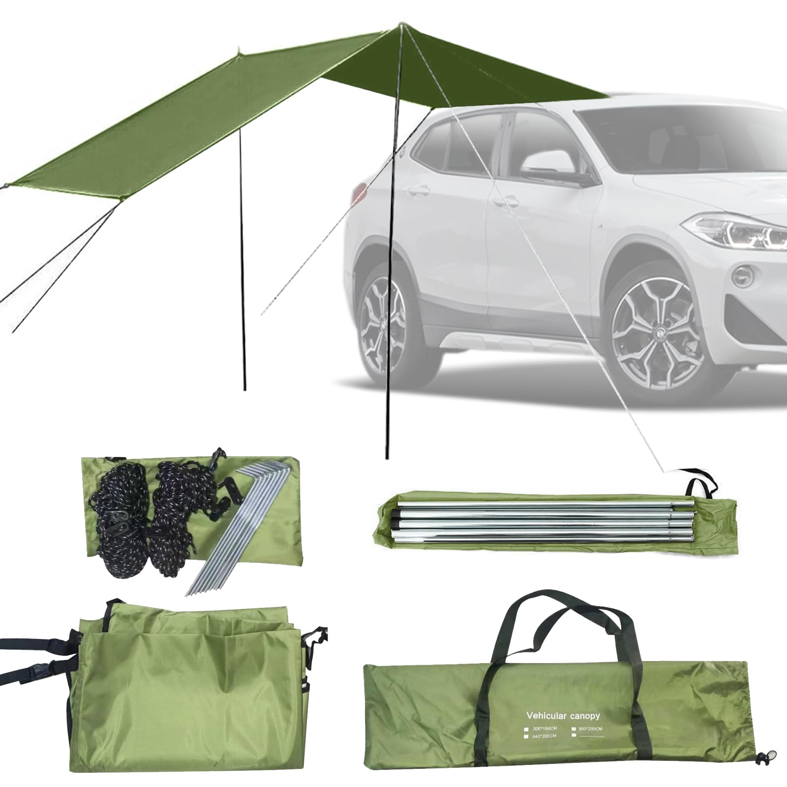 Voiture Tente de Hayon 440x200cm, Paroi Avant et Latérales pour Motorhome, Bus, Caravane