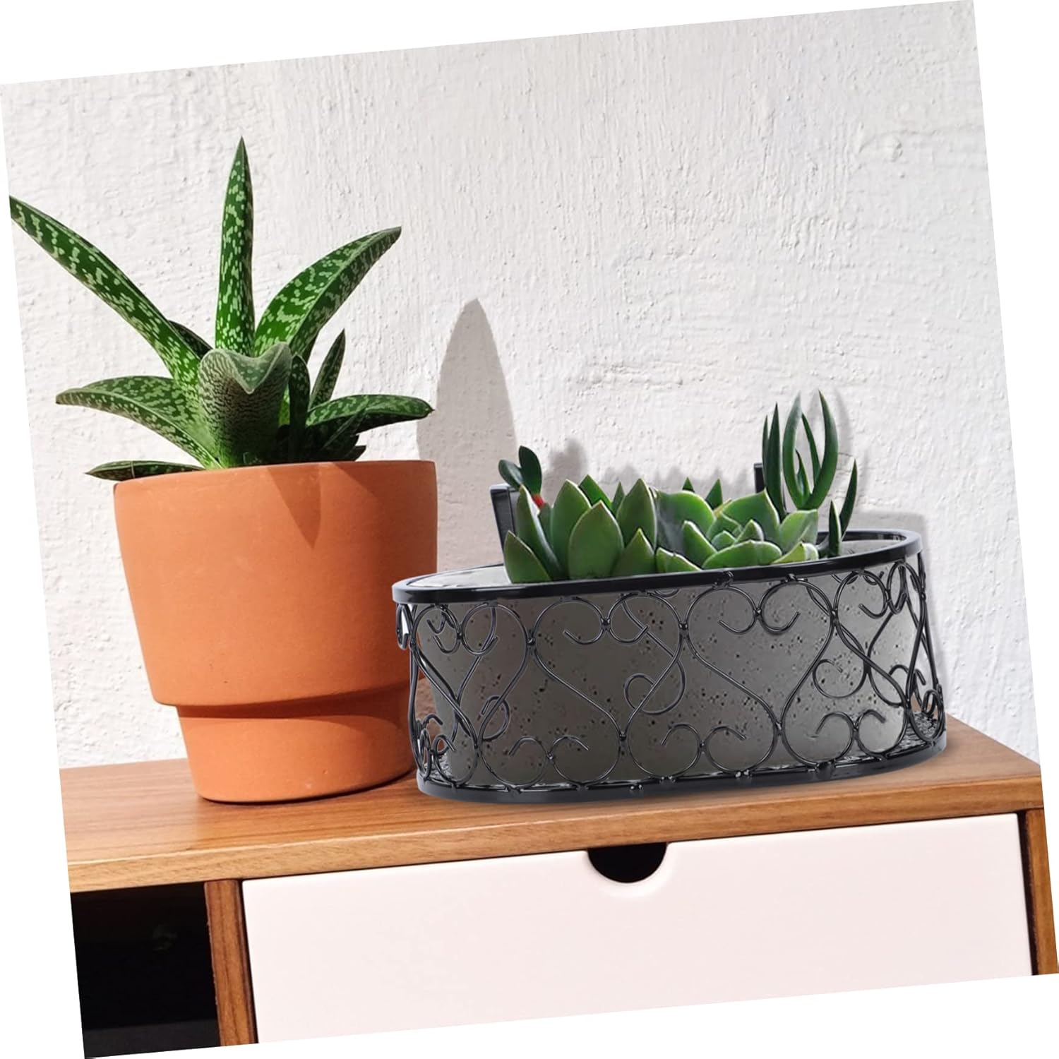 1Pc Hanging Ironwork Flowerpot Rack Plant Shelf for Balcony Garden Home Decor Includes Hooks for Easy Installation Space Saving Design