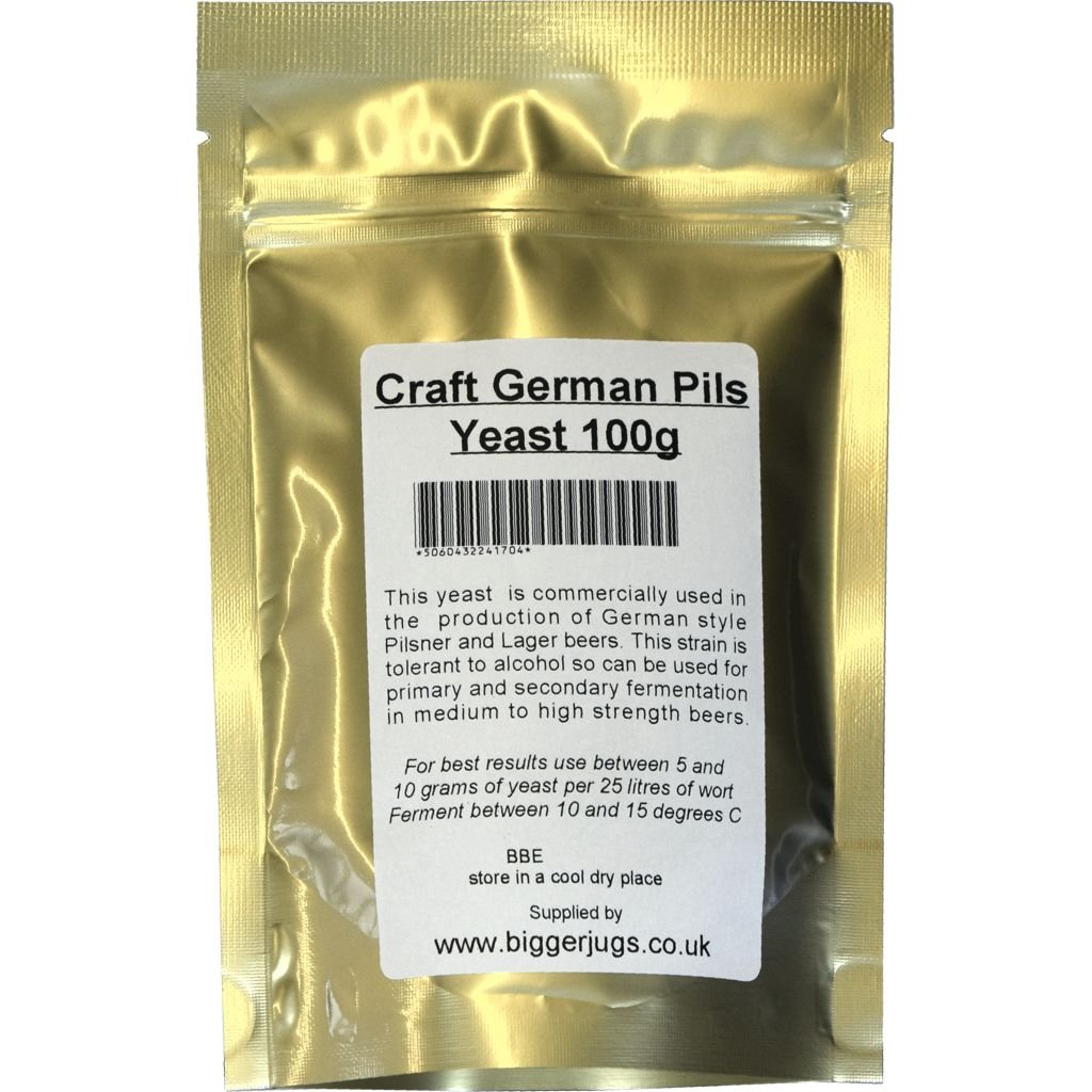 Bigger Jugs Craft Ale Yeast - German Pils/Lager Yeast Gold Packet - 100g Resealable Pouch (100g, Gold Packet)