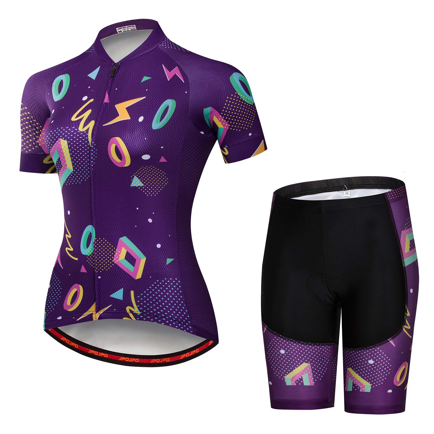 Weimostar Women's Cycling Jersey Shorts Sets Short Sleeve Road Bike Shirt Quick Dry Reflective Dark Purple Size S