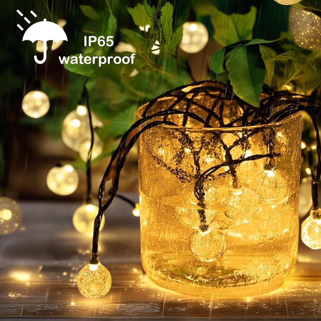 Hqynss Solar Fairy Lights Outdoor, 72ft/22m 100 LED Warm White, 8 Modes - Image 3