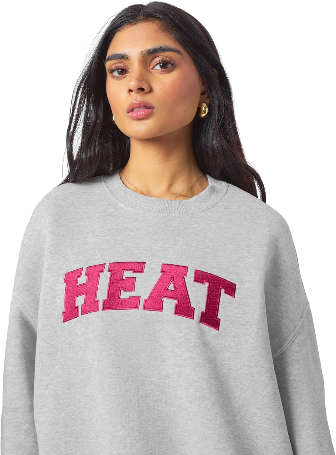 Hype & Vice Women's NBA Officially Licensed Miami Heat Offside Crewneck Sweatshirt Pullover - Grey, M