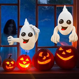 2 Pack Window Crasher Ghosts Halloween Decorations Hanging Ghost Outdoor Indoor Cute Flying Ghost Halloween Ghosts Coming Through Window White Broken Window Hanging Ghosts for Door Window