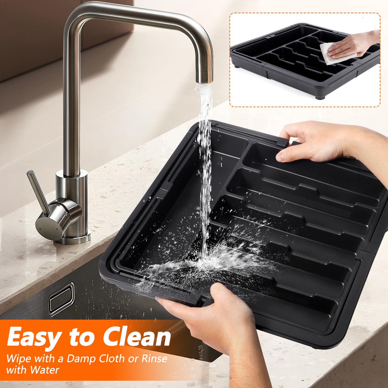 Portaposate Da Cassetto, Porta Posate Cucina Espandibile, Organizer Cassetti Cucina Con 10 Scomparti, Per Riporre Le Posate Da Cucina, Per Riporre I Cassetti, Nero