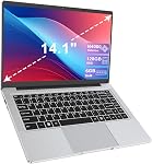 14" Laptop, Celeron N4000 Processor Laptop Computer, 6GB RAM 128GB SSD Ordinateur Portable HD IPS Display, Portable PC Fanless Notebook with Bluetooth/USB 3.0/Mini HDMI for Business Study