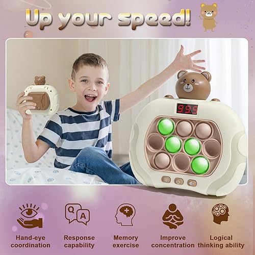 Miniatura 3 de Juguete Pop Fidget Kids It Games, consola de juegos de burbujas de empuje rápido con pantalla LED para niños de 8 a 12 años, juego de empuje rápido