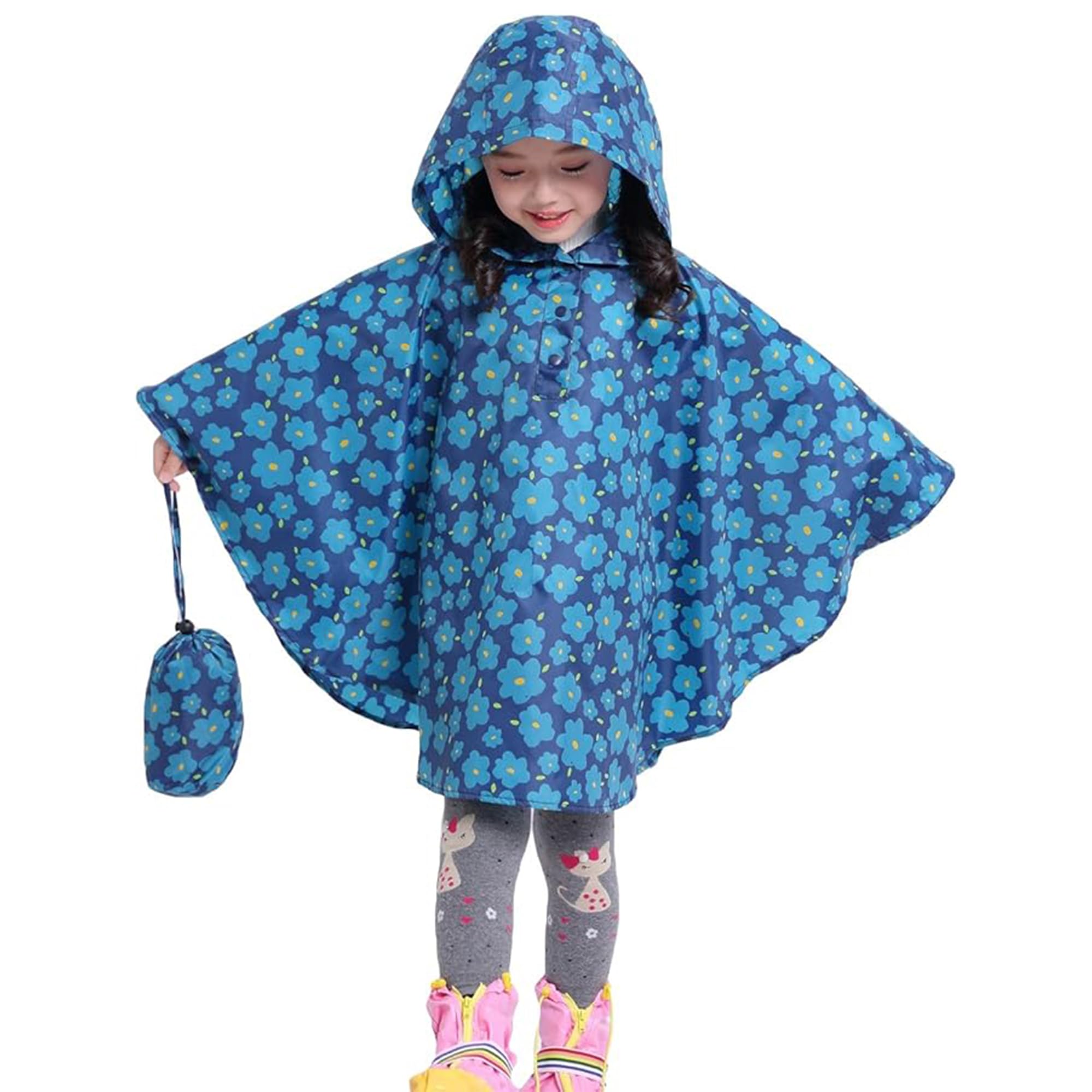 Poncho de Niña, Chubasquero Niño,Impermeables para Hombres y Mujeres para Niños, Impermeable Capa con Capucha Talla S hasta XL Niños 1 hasta 12 años