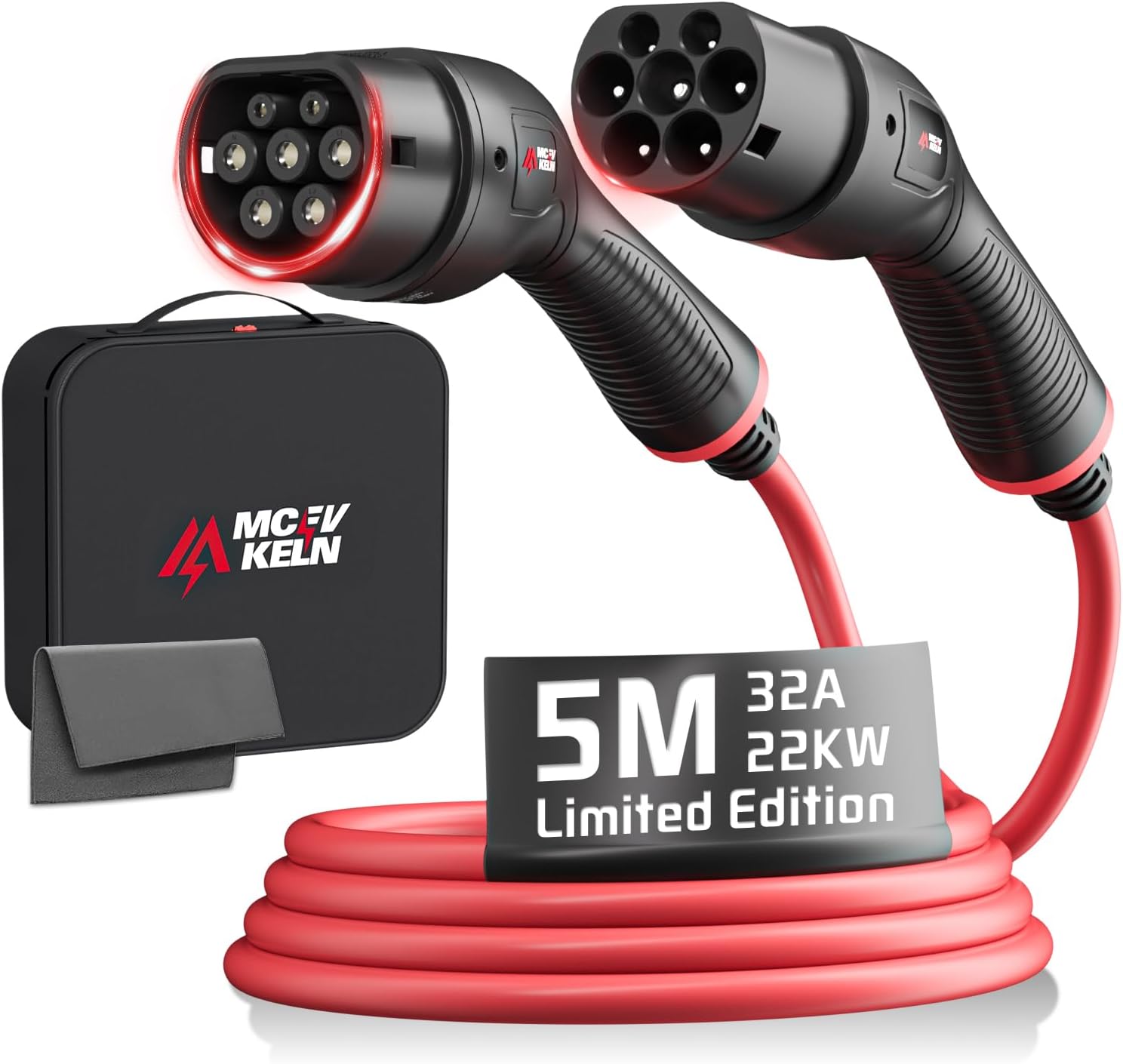 MCEVKELN Type 2 EV charging cable 5m 22kW red