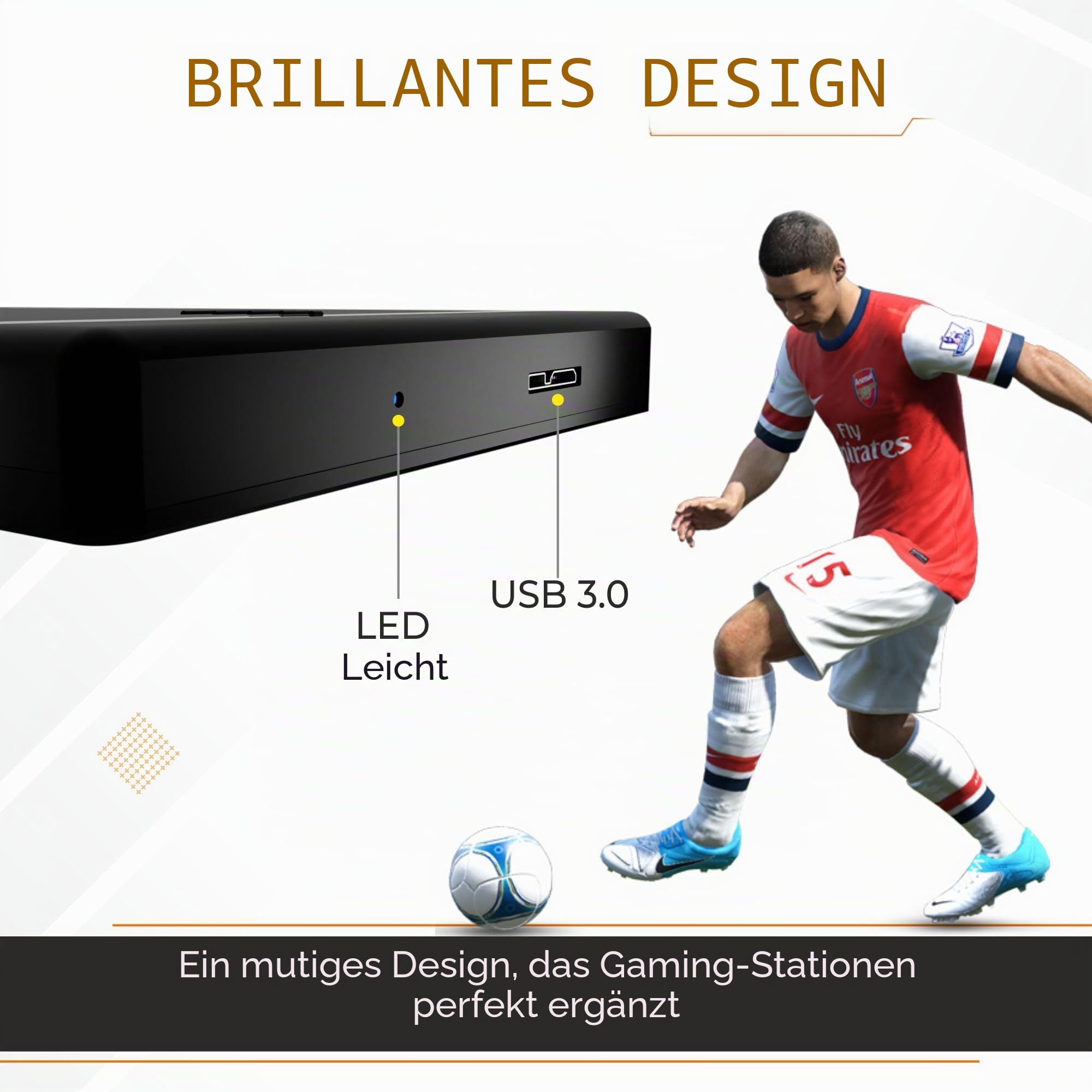 Storite SUHSAI Externe Gaming-Festplatte, tragbares USB 3.0-Laufwerk, 2,5-Zoll-Hochgeschwindigkeitsfestplatte, Backup-Laufwerk, kompatibel mit Laptop, PC, Mac, Spielekonsole (1 TB)