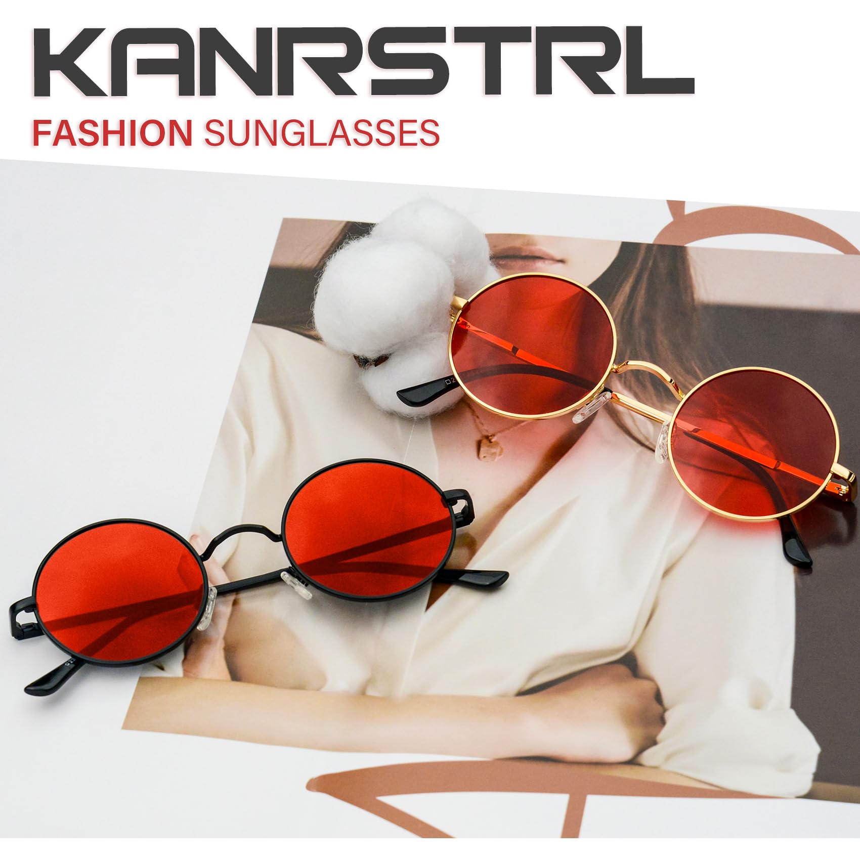 KANASTAL Occhiali da Sole Rotondi Uomo Donna Polarizzati UV400 Occhiali Tondi Cerchio Vintage Retrò in Metallo Piccoli 46mm
