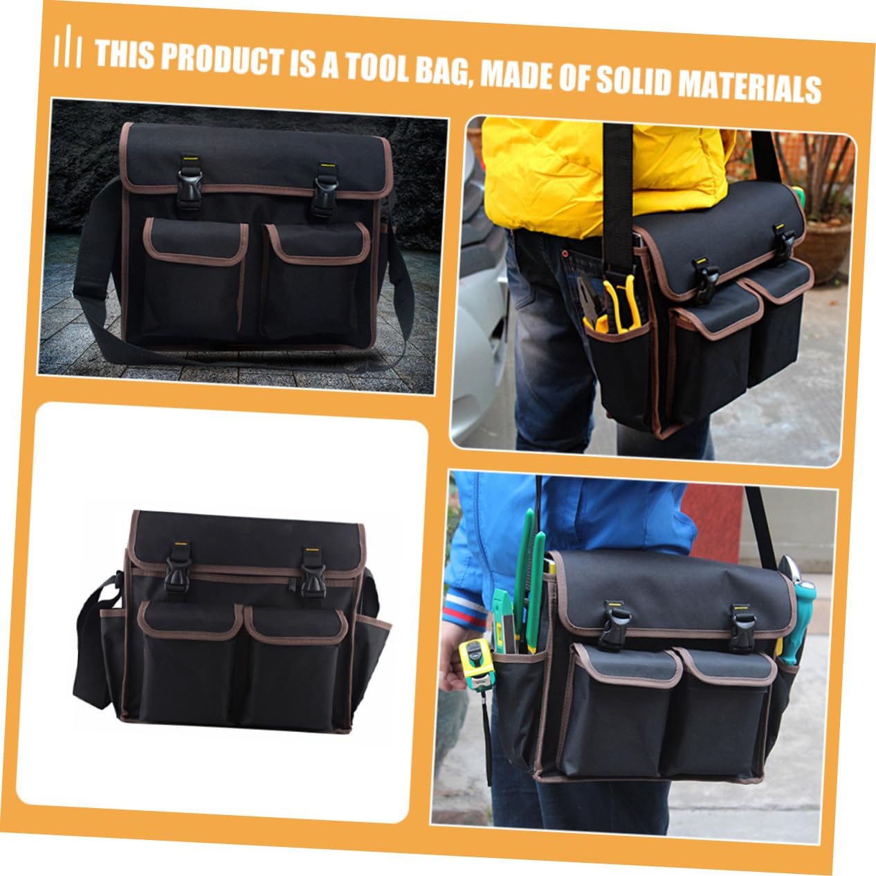 Bolsa de Herramientas de Electricista Grande Negra de Lona