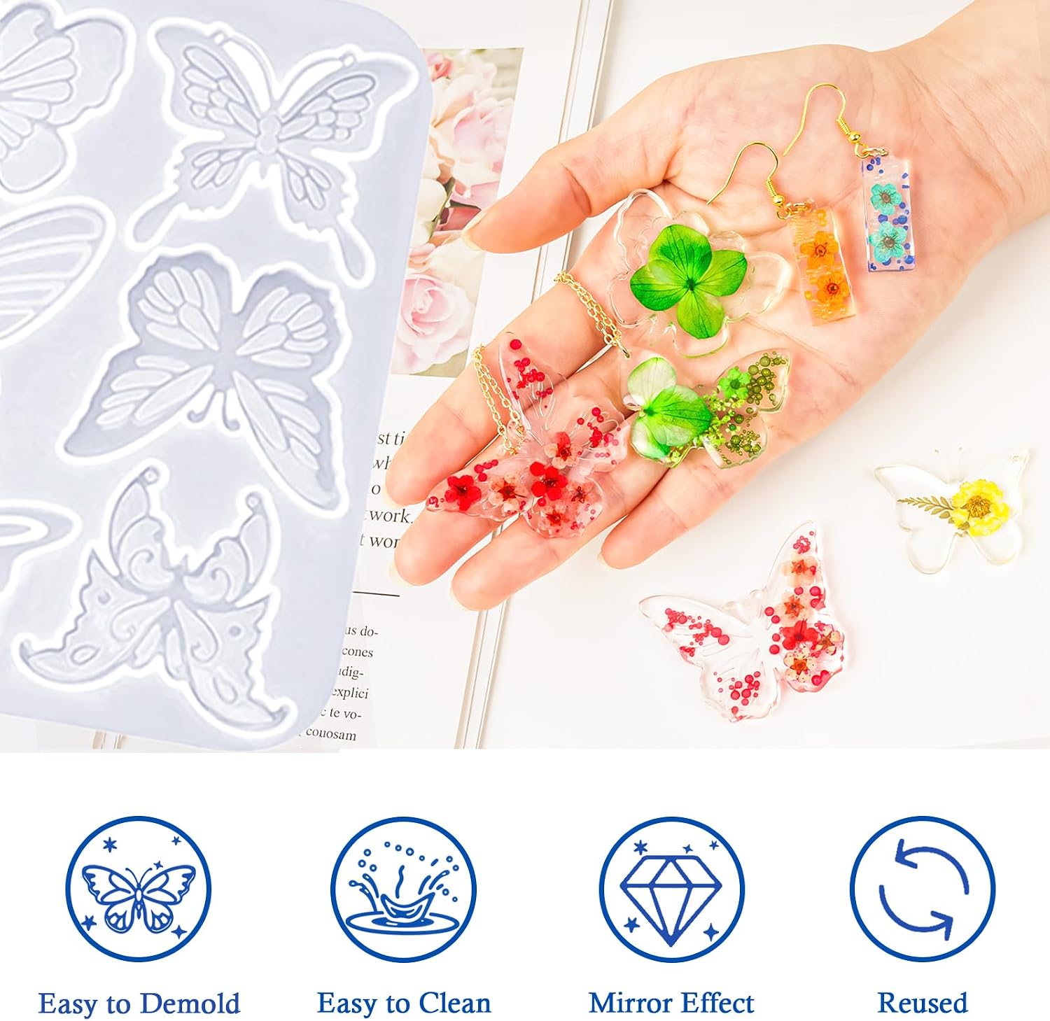 YODOYO Jewelry Resin Molds Kit Butterfly Earring Jewelry Making Mold image 3
