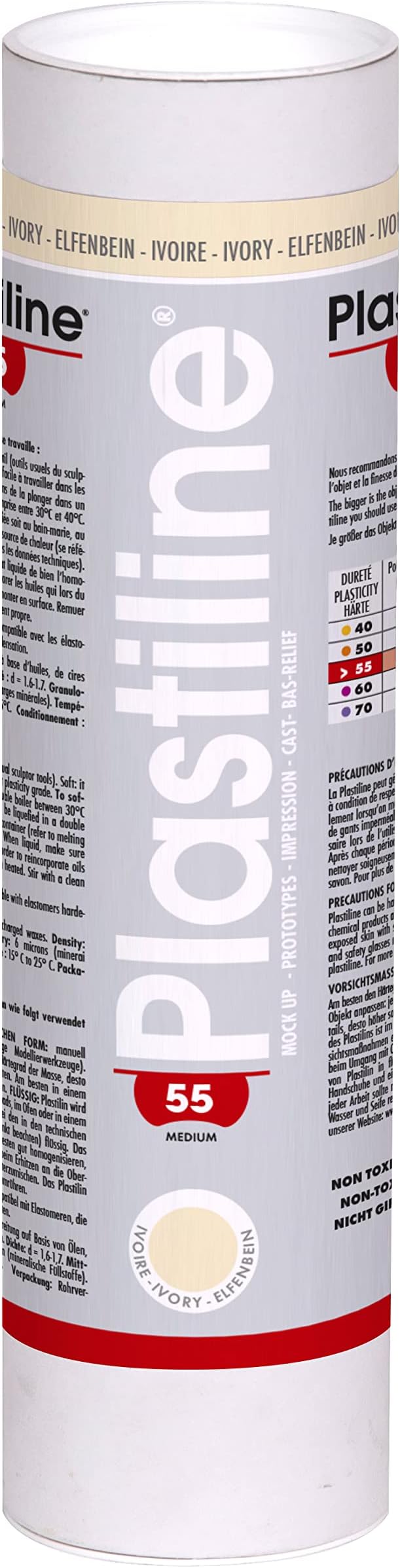 Plastiline 1155T - Plastiline tube - Modelling Paste, High Precision -, Sculpting, Moulding - Hardness 55 (medium) - 1 kg - Ivory shade. Made in France