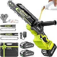 Supstable Mini Chainsaw Cordless 1000W Brushless, 8" & 6" Battery Powered with 2x2.0Ah Batteries for Wood Cutting Branch Trimming