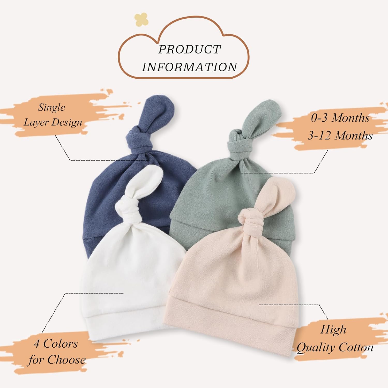 Newborn Hats for Boys Cotton Newborn Beanies Autumn Winter Infant Baby Girls Hat 0-12 Months - Image 2