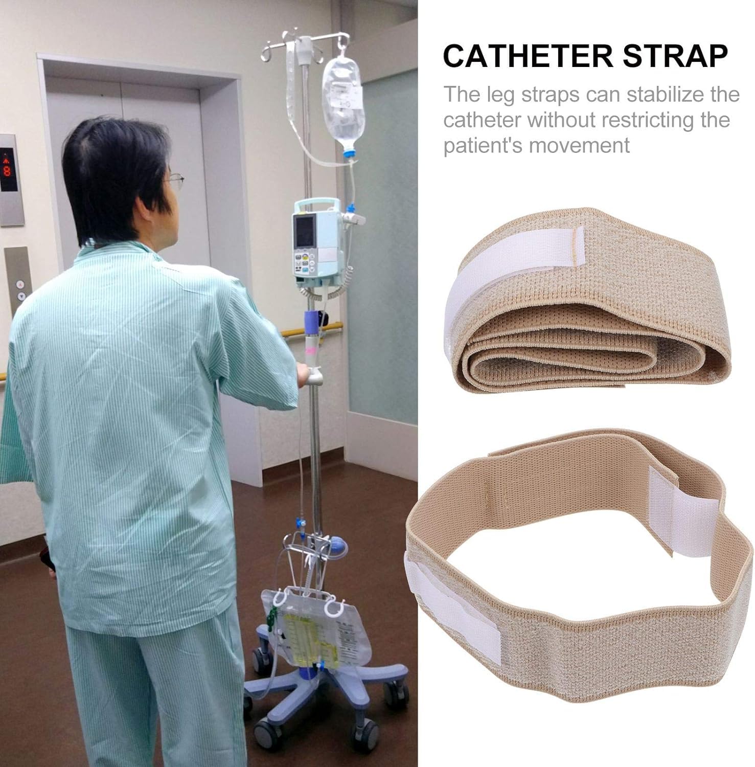 2 supporti per catetere da gamba, porta catetere, sacca di drenaggio per urina, supporto per tubo (beige)