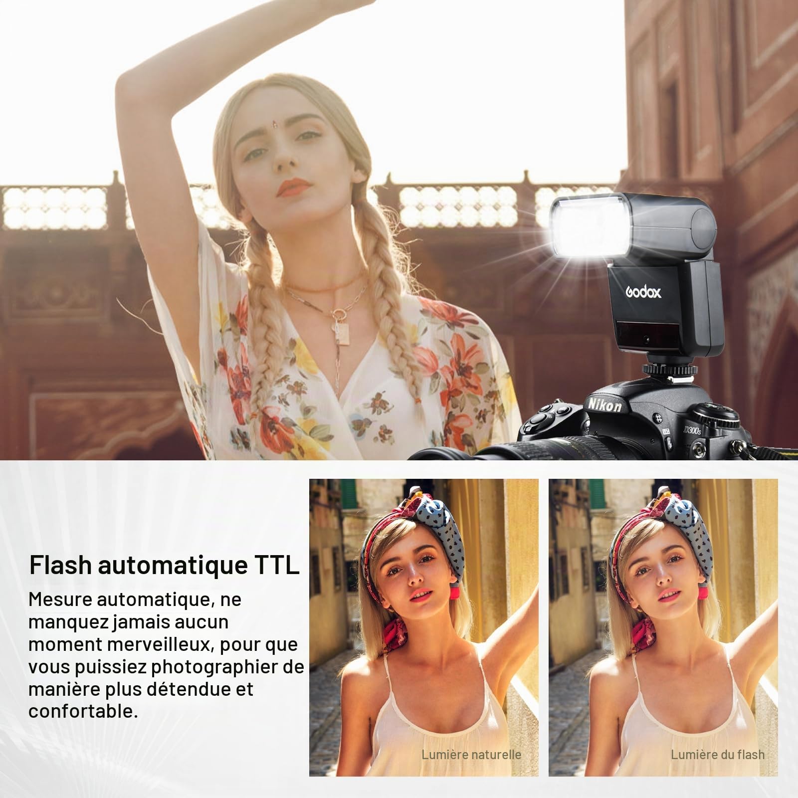 Godox TT350N Flash pour Appareils Photo Nikon, 2.4G TTL Compact Flash Speedlite HSS 1/8000S, Fonction Maître et Esclave, Environ 210 Flashs à Pleine Puissance, Externe Flash pour Appareil Photo Nikon