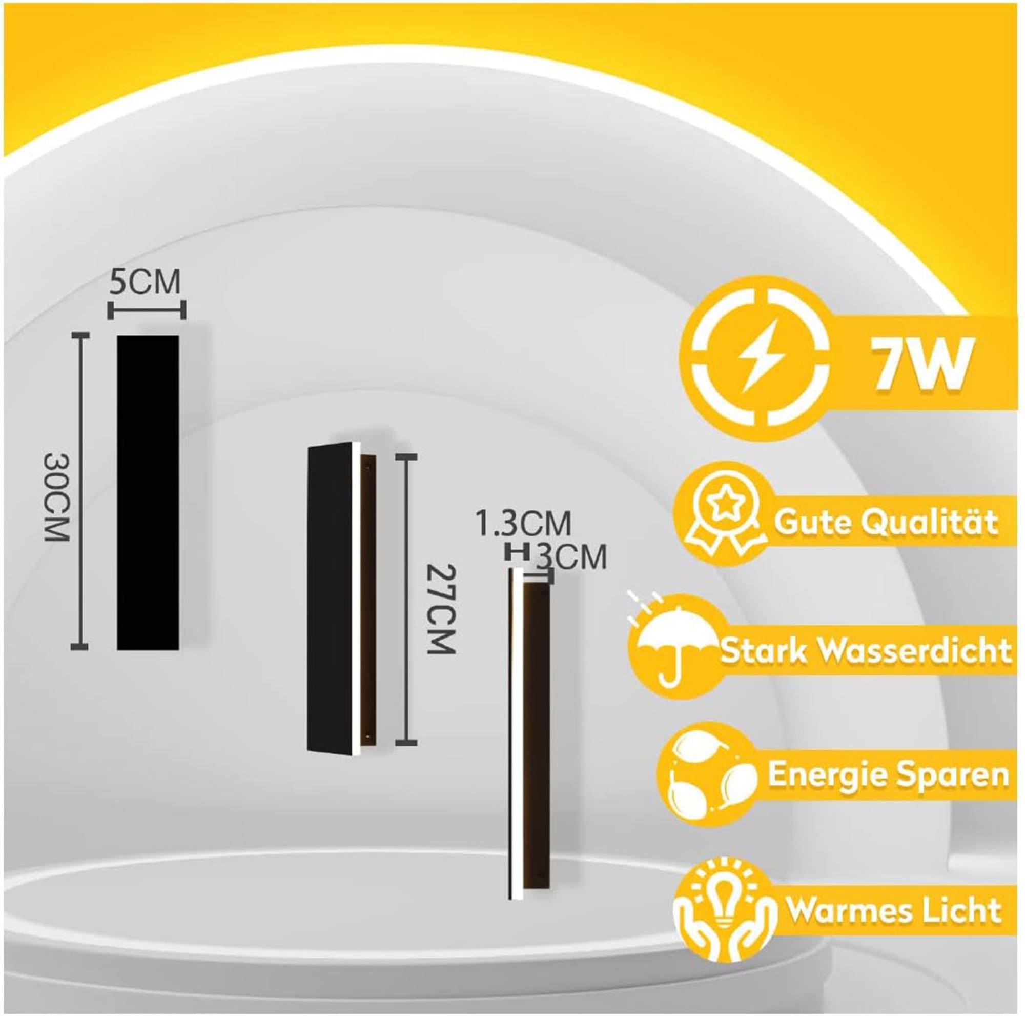LED Wandleuchte Aussen/Innen Lang Wandlampe Anthrazit, Ip67 Wasserdicht Außenwandleuchten Aluminiumlegierung Schwarz Außenleuchte Terrasse Wandleuchte Für Gärten, Villa , Warmes Licht,115*5cm,28w
