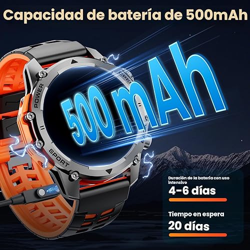 Miniatura 4 de Reloj inteligente (llamadanotificación), relojes inteligentes militares de 1.52 pulgadas para hombres, dos kits de estilos, linterna, más de 100