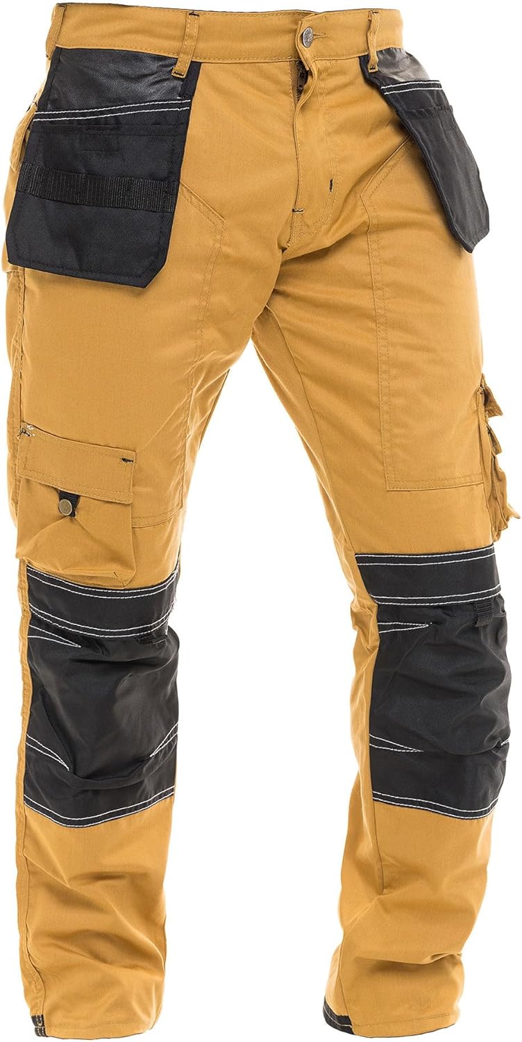 Men’s Heavy Duty Carpenter Work Pants with Reinforced Knees, Utility Cargo Tool Pockets, Tactical Work Pants for Construction