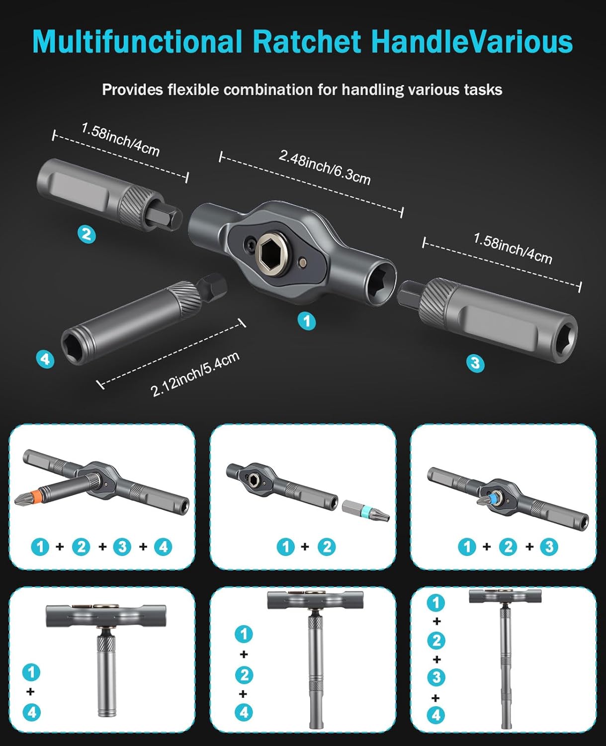 24-in-1 Magnetic Ratchet Screwdriver Set, Professional Multi-Bit Repair Kit with Detachable T-Handle & Portable Case for Electronics, Furniture, Bikes, iPhone & Car Maintenance